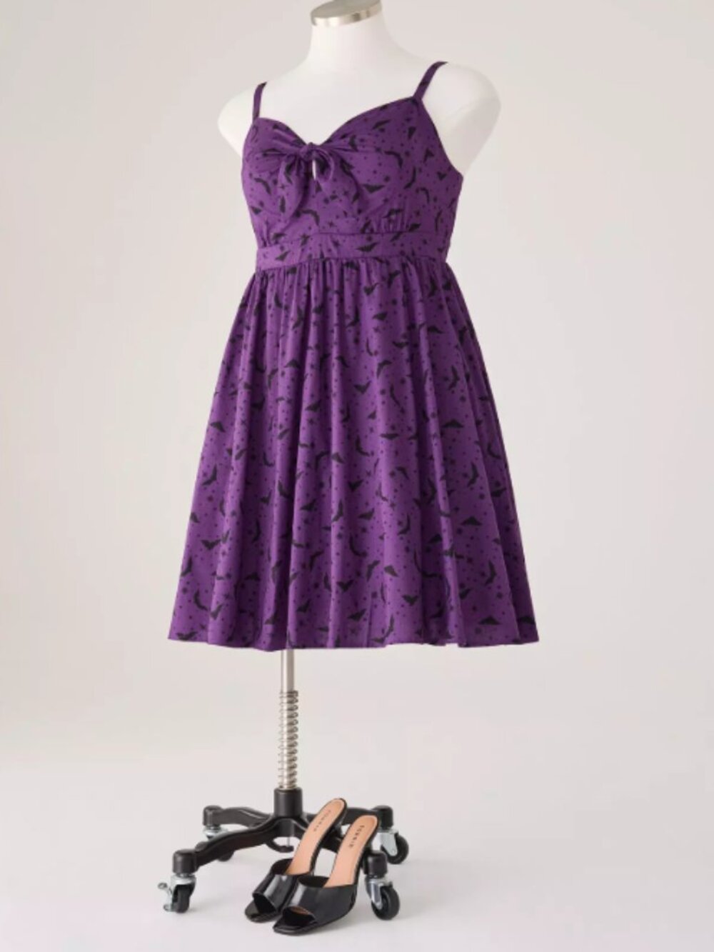 Torrid Retro Chic Moon Bats Purple Tie-Front Skater Dress